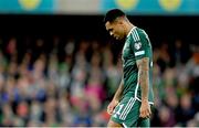 17 October 2023; Josh Magennis of Northern Ireland reacts during the UEFA EURO 2024 Championship qualifying group H match between Northern Ireland and Slovenia at the National Football Stadium at Windsor Park in Belfast. Photo by Ramsey Cardy/Sportsfile Photo by Ramsey Cardy/Sportsfile