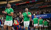 14 October 2023; Ireland players Conor Murray, Jack Conan, Dave Kilcoyne and Finlay Bealham walk onto the pitch before the 2023 Rugby World Cup quarter-final match between Ireland and New Zealand at the Stade de France in Paris, France. Photo by Brendan Moran/Sportsfile