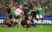 14 October 2023; Richie Mo'unga of New Zealand during the 2023 Rugby World Cup quarter-final match between Ireland and New Zealand at the Stade de France in Paris, France. Photo by Brendan Moran/Sportsfile