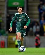 17 October 2023; Brad Lyons of Northern Ireland during the UEFA EURO 2024 Championship qualifying group H match between Northern Ireland and Slovenia at the National Football Stadium at Windsor Park in Belfast. Photo by Ramsey Cardy/Sportsfile