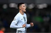 17 October 2023; Benjamin Šeško of Slovenia during the UEFA EURO 2024 Championship qualifying group H match between Northern Ireland and Slovenia at the National Football Stadium at Windsor Park in Belfast. Photo by Ramsey Cardy/Sportsfile