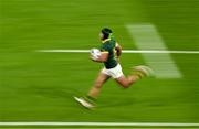 15 October 2023; Cheslin Kolbe of South Africa on the way to scoring a try during the 2023 Rugby World Cup quarter-final match between France and South Africa at the Stade de France in Paris, France. Photo by Brendan Moran/Sportsfile