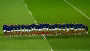 15 October 2023; The France team during the national anthems before the 2023 Rugby World Cup quarter-final match between France and South Africa at the Stade de France in Paris, France. Photo by Brendan Moran/Sportsfile