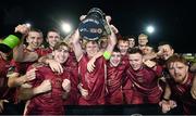 20 October 2023; Galway United captain Conor McCormack lifts the trophy after the SSE Airtricity Men's First Division match between Galway United and Wexford at Eamonn Deacy Park in Galway. Photo by Stephen McCarthy/Sportsfile
