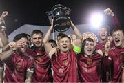 20 October 2023; Galway United captain Conor McCormack lifts the trophy after the SSE Airtricity Men's First Division match between Galway United and Wexford at Eamonn Deacy Park in Galway. Photo by Stephen McCarthy/Sportsfile