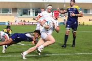 21 October 2023; Mike Lowry of Ulster scores his side's second try during the United Rugby Championship match between Zebre Parma and Ulster at Stadio Sergio Lanfranchi in Parma, Italy. Photo by Massimiliano Carnabuci/Sportsfile