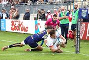 21 October 2023; Jacob Stockdale of Ulster scores his second try, Ulster's fourth, during the United Rugby Championship match between Zebre Parma and Ulster at Stadio Sergio Lanfranchi in Parma, Italy. Photo by Massimiliano Carnabuci/Sportsfile