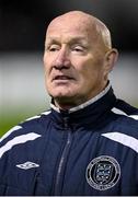 20 October 2023; Paul McGee, a member of the 1993 Galway United First Division winning team, is presented to the crowd at half-time of the SSE Airtricity Men's First Division match between Galway United and Wexford at Eamonn Deacy Park in Galway. Photo by Stephen McCarthy/Sportsfile