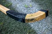 21 October 2023; A general view of a shinty stick before the 2023 Hurling Shinty International Game between Ireland and Scotland at Páirc Esler in Newry, Down. Photo by Piaras Ó Mídheach/Sportsfile
