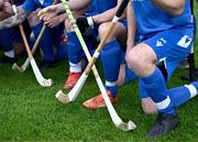 21 October 2023; A general view of shinty sticks before the 2023 Hurling Shinty International Game between Ireland and Scotland at Páirc Esler in Newry, Down. Photo by Piaras Ó Mídheach/Sportsfile