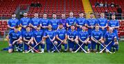 21 October 2023; The Scotland squad before the 2023 Hurling Shinty International Game between Ireland and Scotland at Páirc Esler in Newry, Down. Photo by Piaras Ó Mídheach/Sportsfile
