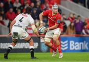 21 October 2023; Fineen Wycherley of Munster during the United Rugby Championship match between Munster and Hollywoodbets Sharks at Thomond Park in Limerick. Photo by Seb Daly/Sportsfile