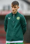 17 October 2023; Mason Melia of Republic of Ireland before the UEFA European U17 Championship qualifying group 10 match between Switzerland and Republic of Ireland at Turner's Cross in Cork. Photo by Eóin Noonan/Sportsfile