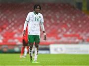 17 October 2023; Jayden Umeh of Republic of Ireland during the UEFA European U17 Championship qualifying group 10 match between Switzerland and Republic of Ireland at Turner's Cross in Cork. Photo by Eóin Noonan/Sportsfile