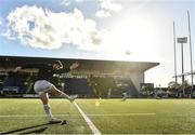 22 January 2023; Harry Byrne of Leinster warms up before the United Rugby Championship match between Glasgow Warriors and Leinster at Scotstoun Stadium in Glasgow, Scotland. Photo by Sam Barnes/Sportsfile