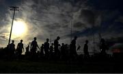 22 October 2023; Players march in the parade before the Kildare County Senior Club Football Championship final between Celbridge and Naas at Netwatch Cullen Park in Carlow. Photo by Piaras Ó Mídheach/Sportsfile