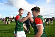 22 October 2023; Mark Daly and Brian Derwin of St Brigids after their side's victory in the Roscommon County Senior Club Football Championship final match between St Brigids and Boyle at Dr Hyde Park in Roscommon. Photo by Harry Murphy/Sportsfile