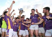 22 October 2023; Andy McGowan of Kilmacud Crokes, centre, and teammates celebrate with the Clery's cup after the Dublin County Senior Club Football Championship Final between Kilmacud Crokes and Ballyboden St Endas at Parnell Park in Dublin. Photo by Brendan Moran/Sportsfile