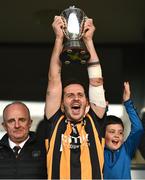 22 October 2023; Crossmaglen Rangers captain Jamie Clarke lifts the cup after the Armagh County Senior Club Football Championship final between Clan na Gael and Crossmaglen Rangers at BOX-IT Athletic Grounds in Armagh. Photo by Ben McShane/Sportsfile
