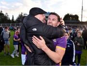 22 October 2023; Shane Walsh of Kilmacud Crokes celebrates with supporter Stephen McEntee after the Dublin County Senior Club Football Championship final between Kilmacud Crokes and Ballyboden St Endas at Parnell Park in Dublin. Photo by Daire Brennan/Sportsfile