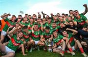 22 October 2023; The Gowna team celebrate with the trophy after their side's victory in the Cavan County Senior Club Football Championship final between Kingscourt Stars and Gowna at Kingspan Breffni in Cavan. Photo by Tyler Miller/Sportsfile