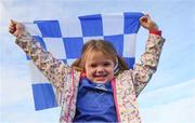 22 October 2023; Scotstown supporter Emma Durkin, age 4, celebrates after the Monaghan County Senior Club Football Championship final between Inniskeen and Scotstown at St Tiernach's Park in Clones, Monaghan. Photo by Philip Fitzpatrick/Sportsfile