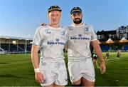22 January 2023; Leinster debutants Paddy McCarthy, left and Rory McGuire with their caps after the United Rugby Championship match between Glasgow Warriors and Leinster at Scotstoun Stadium in Glasgow, Scotland. Photo by Sam Barnes/Sportsfile