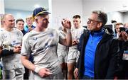 22 January 2023; Leinster debutant Paddy McCarthy receives his first cap from his father Joe after the United Rugby Championship match between Glasgow Warriors and Leinster at Scotstoun Stadium in Glasgow, Scotland. Photo by Sam Barnes/Sportsfile