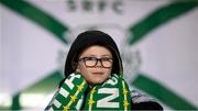 22 October 2023; A young Shamrock Rovers supporter before the SSE Airtricity Men's Premier Division match between Shamrock Rovers and Drogheda United at Tallaght Stadium in Dublin. Photo by Stephen McCarthy/Sportsfile