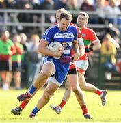 22 October 2023; Paul McLoughlin of Blessington in action against James Stafford of Rathnew during the Wicklow County Senior Club Football Championship final between Blessington and Rathnew at Echelon Park in Aughrim, Wicklow. Photo by Matt Browne/Sportsfile