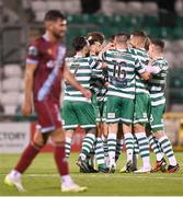 22 October 2023; Shamrock Rovers players celebrates after Johnny Kenny scores their side's third goal during the SSE Airtricity Men's Premier Division match between Shamrock Rovers and Drogheda United at Tallaght Stadium in Dublin. Photo by Stephen McCarthy/Sportsfile