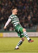22 October 2023; Trevor Clarke of Shamrock Rovers celebrates after scoring his side's first goal during the SSE Airtricity Men's Premier Division match between Shamrock Rovers and Drogheda United at Tallaght Stadium in Dublin. Photo by Stephen McCarthy/Sportsfile