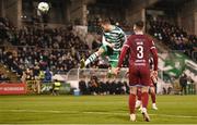 22 October 2023; Markus Poom of Shamrock Rovers heads his side's fifth goal during the SSE Airtricity Men's Premier Division match between Shamrock Rovers and Drogheda United at Tallaght Stadium in Dublin. Photo by Stephen McCarthy/Sportsfile