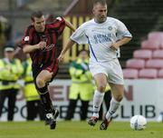 9 July 2004; Alan Reynolds, Waterford United, in action against Stephen Caffrey, Bohemians. eircom league, Premier Division, Bohemians v Waterford United, Dalymount Park, Dublin. Picture credit; David Maher / SPORTSFILE