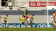 11 July 2004; Armagh's Diarmuid Marsden gets to the ball ahead of Donegal goalkeeper Paul Durcan to score their opening goal. Bank of Ireland Ulster Senior Football Championship Final, Armagh v Donegal, Croke Park, Dublin. Picture credit; Damien Eagers / SPORTSFILE