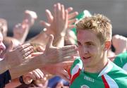 11 July 2004; Kevin Doyle, Cork City, celebrates after scoring his sides winning goal with supporters behind the goal. Intertoto Cup, Second round, Second leg, Cork City v NEC Nijmegen, Turners Cross, Cork. Picture credit; David Maher / SPORTSFILE
