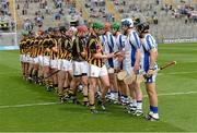 11 August 2013; The Respect handshake between the two teams before the game. Electric Ireland GAA Hurling All-Ireland Minor Championship, Semi-Final, Kilkenny v Waterford, Croke Park, Dublin. Picture credit: Oliver McVeigh / SPORTSFILE