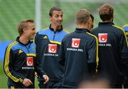 5 September 2013; Sweden's Zlatan Ibrahimovic with his team-mates during squad training ahead of their 2014 FIFA World Cup Qualifier Group C game against the Republic of Ireland on Friday. Sweden Squad Training, Aviva Stadium, Lansdowne Road, Dublin. Picture credit: Matt Browne / SPORTSFILE