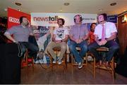 5 September 2013; Kilkenny hurler Michael Fennelly, left, former Clare hurler Ollie Baker, and former Cork hurler John Gardiner, right, with Newstalk 106-108 FM’s Off the Ball presenter Ger Gilroy during the live broadcast of Ireland’s most popular sports radio show ‘Off the Ball’ at The Old Oak Bar in Cork City, on Thursday 5th September. The ‘Off The Ball Roadshow with Ulster Bank’, which has already been to Donegal, Kerry and Mayo and will finish up in Dublin, will give GAA fans the opportunity to experience the multi award-winning show, where they will broadcast live from GAA haunts and clubs across the country. As part of the summer-long roadshow, Ulster Bank is also searching for Ireland’s ‘Best GAA Fan’. GAA super-fans are being invited to log on to ulsterbank.com/GAA to submit their most passionate and dedicated stories, pictures and videos that demonstrate the lengths they go to in supporting their county. There will be weekly prizes and Ireland’s Best GAA Fan will be chosen to win €5,000 towards a home make-over and a trip to the GAA All-Ireland Senior Football Final. The Old Oak Bar, Cork City. Picture credit: Diarmuid Greene / SPORTSFILE