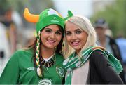 6 September 2013; Republic of Ireland supporters Alina and Alex Jitari, from Blessington, Co. Wicklow, before the game. 2014 FIFA World Cup Qualifier, Group C, Republic of Ireland v Sweden, Aviva Stadium, Lansdowne Road, Dublin. Picture credit: Matt Browne / SPORTSFILE