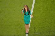 6 September 2013; Model Nadia Forde sings the National Anthem before the game. 2014 FIFA World Cup Qualifier, Group C, Republic of Ireland v Sweden, Aviva Stadium, Lansdowne Road, Dublin. Picture credit: Brendan Moran / SPORTSFILE