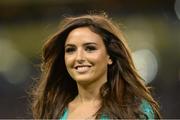 6 September 2013; Model Nadia Forde after singing the National Anthem before the game. 2014 FIFA World Cup Qualifier, Group C, Republic of Ireland v Sweden, Aviva Stadium, Lansdowne Road, Dublin. Picture credit: Matt Browne / SPORTSFILE
