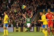 6 September 2013; Republic of Ireland supporters celebrate after Robbie Keane scored their side's first goal. 2014 FIFA World Cup Qualifier, Group C, Republic of Ireland v Sweden, Aviva Stadium, Lansdowne Road, Dublin. Photo by Sportsfile