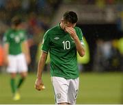 6 September 2013; A dejected Robbie Keane, Republic of Ireland, after the game. 2014 FIFA World Cup Qualifier, Group C, Republic of Ireland v Sweden, Aviva Stadium, Lansdowne Road, Dublin. Picture credit: Matt Browne / SPORTSFILE