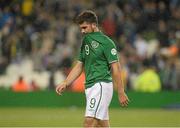 6 September 2013; A dejected Shane Long, Republic of Ireland, at the end of the game. 2014 FIFA World Cup Qualifier, Group C, Republic of Ireland v Sweden, Aviva Stadium, Lansdowne Road, Dublin. Picture credit: David Maher / SPORTSFILE