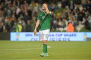 6 September 2013; A dejected Robbie Keane, Republic of Ireland, after the game. 2014 FIFA World Cup Qualifier, Group C, Republic of Ireland v Sweden, Aviva Stadium, Lansdowne Road, Dublin. Picture credit: David Maher / SPORTSFILE
