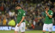 6 September 2013; A dejected Shane Long, left, and Anthony Pilkington, Republic of Ireland, after the game. 2014 FIFA World Cup Qualifier, Group C, Republic of Ireland v Sweden, Aviva Stadium, Lansdowne Road, Dublin. Picture credit: Matt Browne / SPORTSFILE