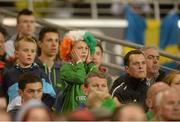 6 September 2013; A Republic of Ireland supporter in the final minutes of the match. 2014 FIFA World Cup Qualifier, Group C, Republic of Ireland v Sweden, Aviva Stadium, Lansdowne Road, Dublin. Picture credit: Brian Lawless / SPORTSFILE