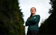 23 October 2023; Tyler Toland poses for a portrait during a Republic of Ireland women media conference at Castleknock Hotel in Dublin. Photo by Stephen McCarthy/Sportsfile