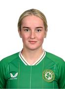 22 October 2023; Ceola Bergin during a Republic of Ireland Women Under-19's portrait session at the Pillo Hotel in Ashbourne, Meath. Photo by Stephen McCarthy/Sportsfile